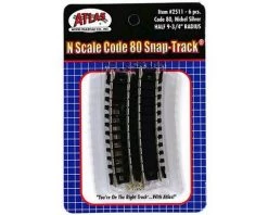 Atlas Railroad N Code 80 9.75" Radius 1/2 Curve (6)