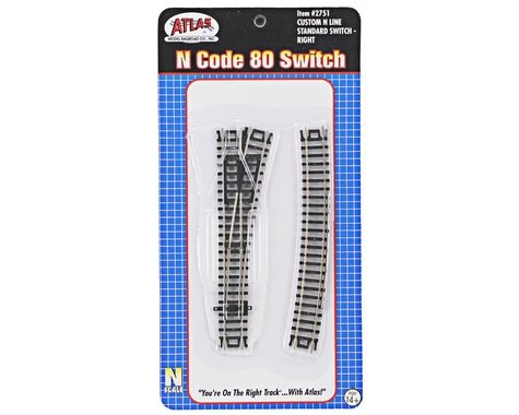 Atlas Railroad N-Gauge Code 80 Custom Line Right-Hand Switch Turnout 3 Atlas Railroad N-Gauge Code 80 Custom Line Right-Hand Switch Turnout