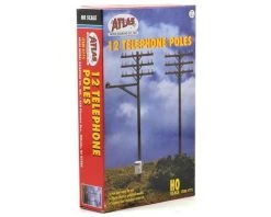 Atlas Railroad HO-Scale Telephone Poles (12)